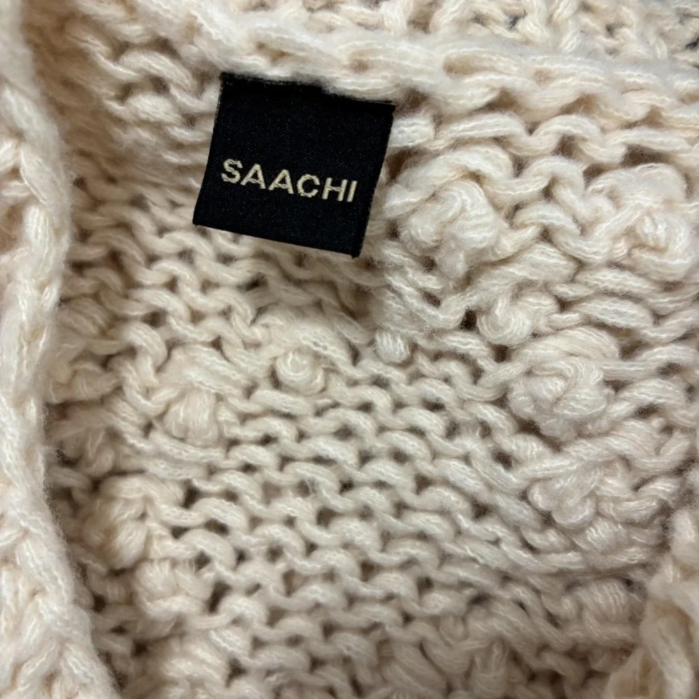 SAACHI Aria Anthropologie Popcorn Knit Cardigan Sweater S Chunky Rainbow Cottage